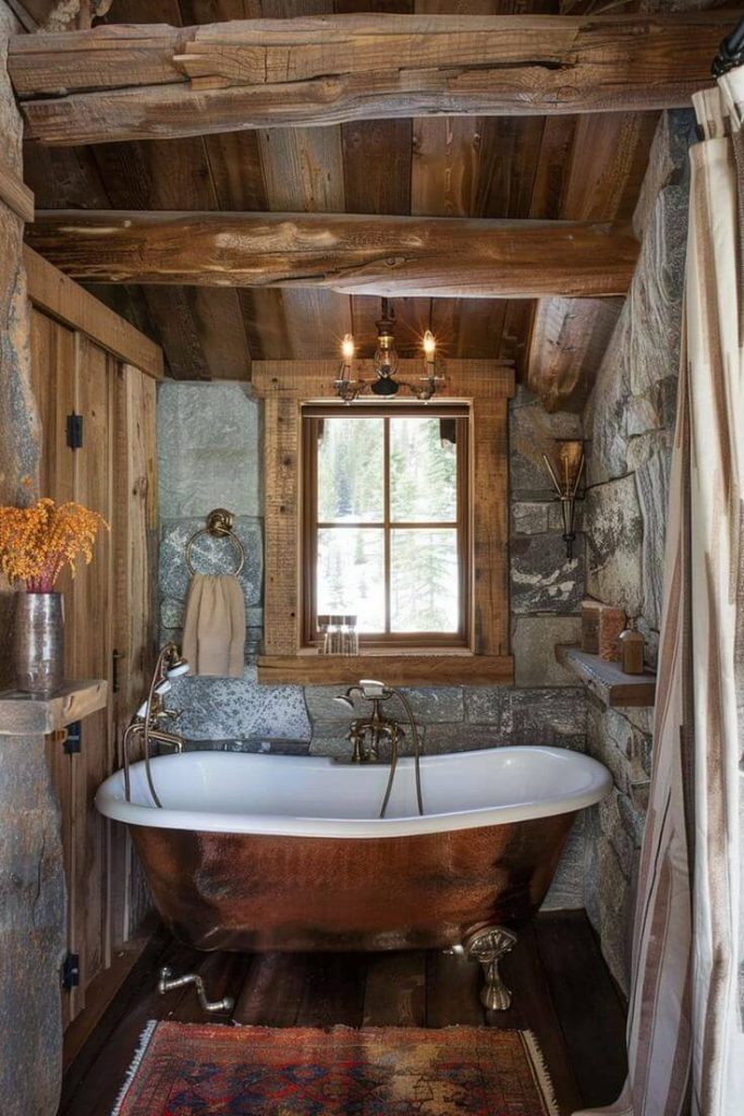 Rustic Elegance with Copper Clawfoot Tub