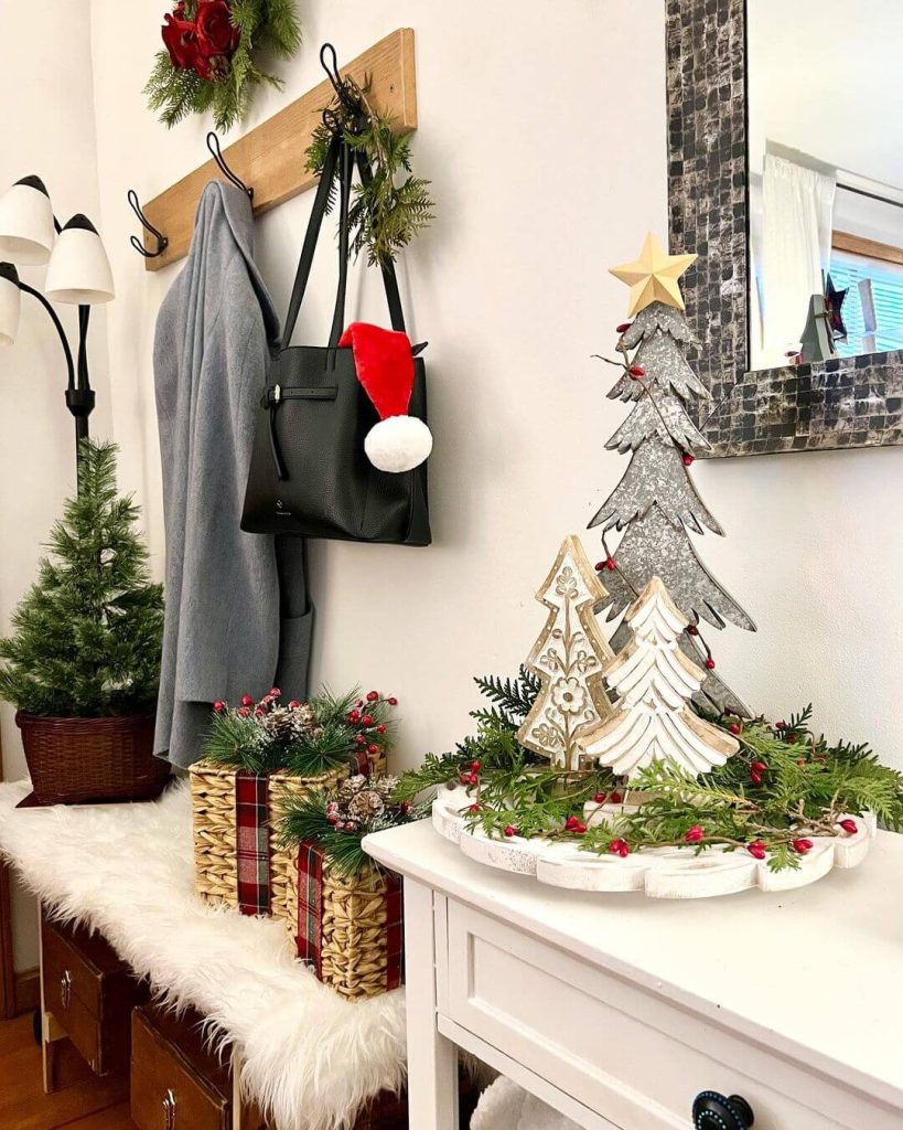 Rustic Entryway Wooden Christmas Tree Display