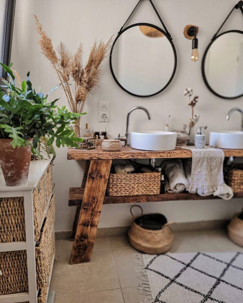 Rustic Wooden Vanity with Natural Accents