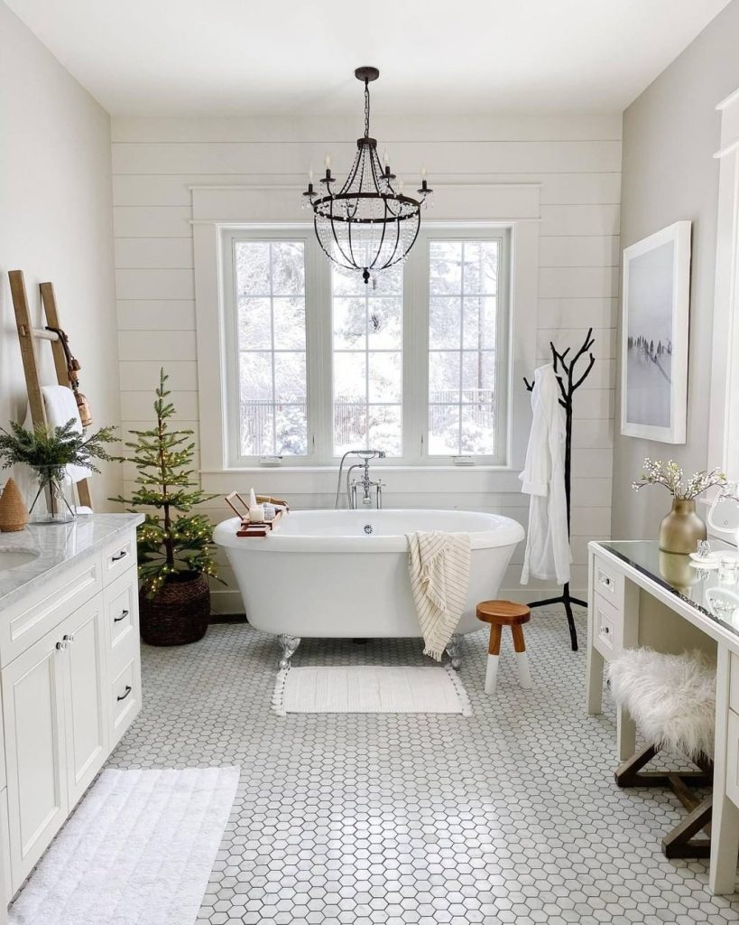 Serene Winter Farmhouse Bathroom