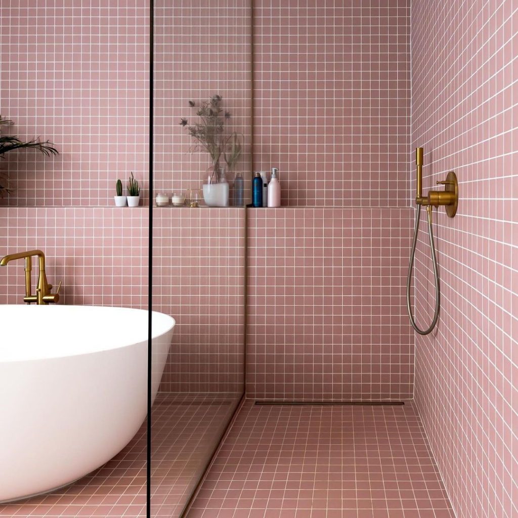 Soft Pink Shower Tiles for a Modern Look