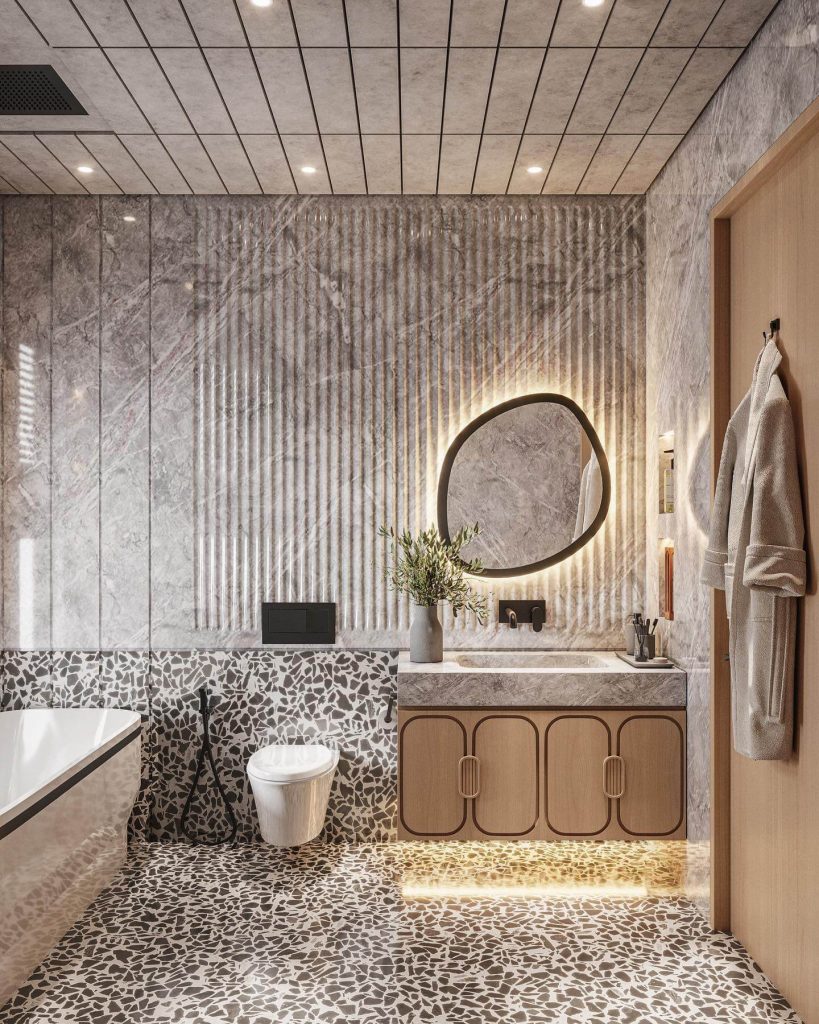 Sophisticated Kids Bathroom with Terrazzo Accents