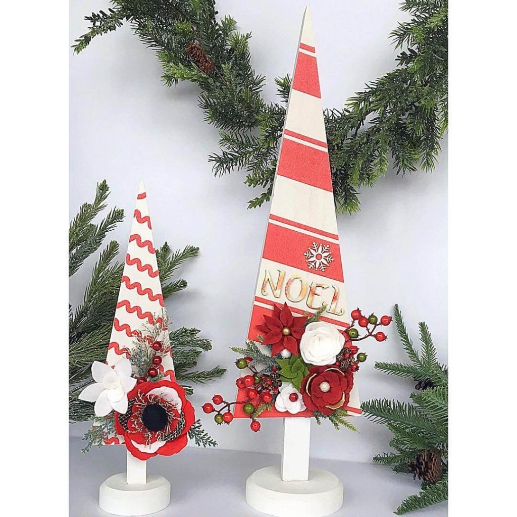 Striped Wooden Christmas Tree Decor