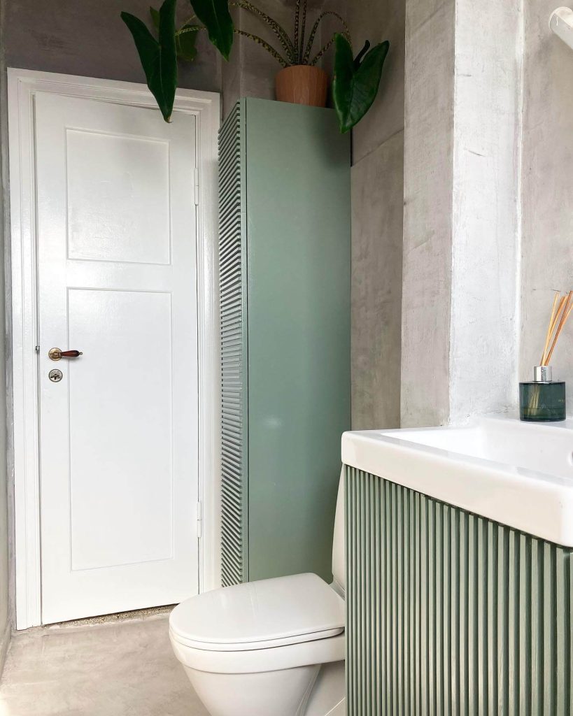 Tall Storage Cabinet with Green Accent