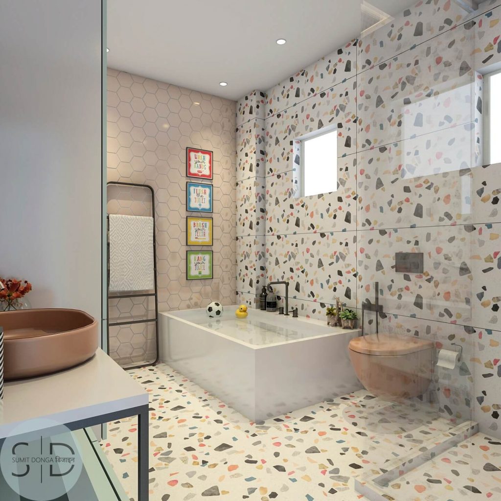 Terrazzo-Themed Kids Bathroom with Playful Elements