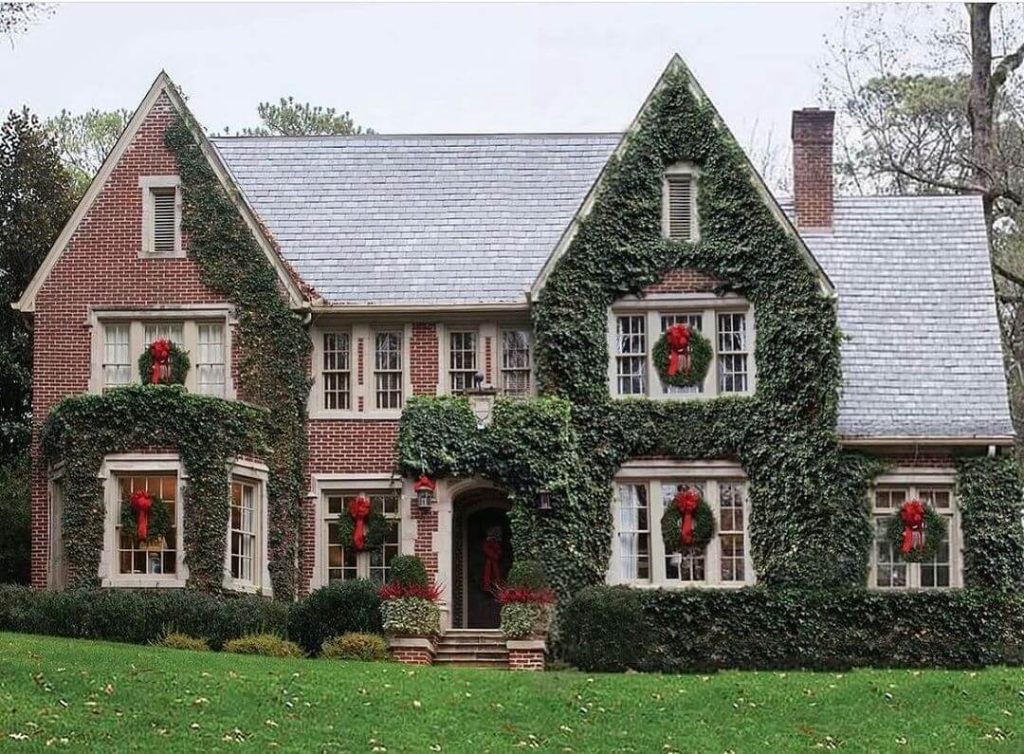 Traditional Brick Home with Wreaths