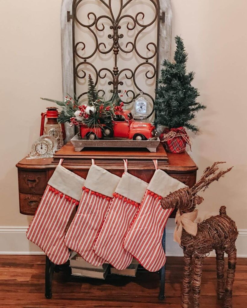 Vintage Christmas Stockings and Rustic Decor