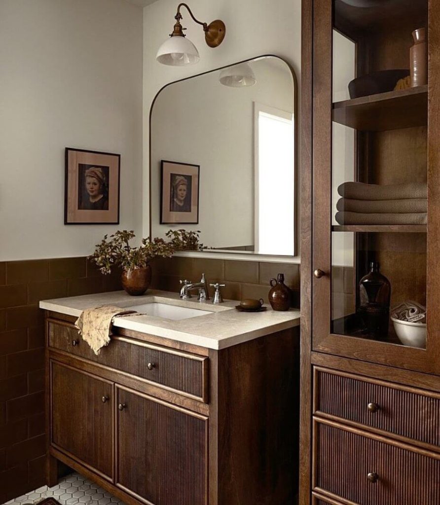 Vintage-Inspired Dark Wood Vanity