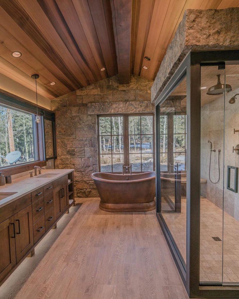 Vintage Rustic Bathroom with a Warm Wood Finish