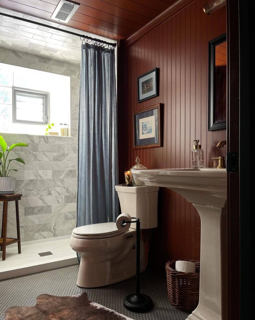 Warm and Cozy Wood-Toned Bathroom