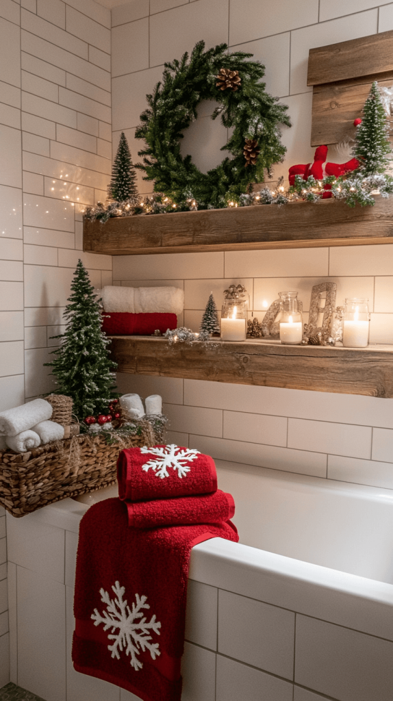 Warm and Inviting Christmas Decor for a Relaxing Bathroom