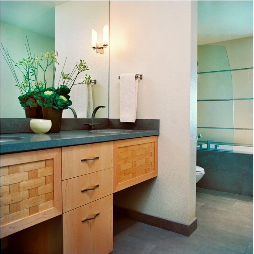 Woven Vanity with Potted Plants