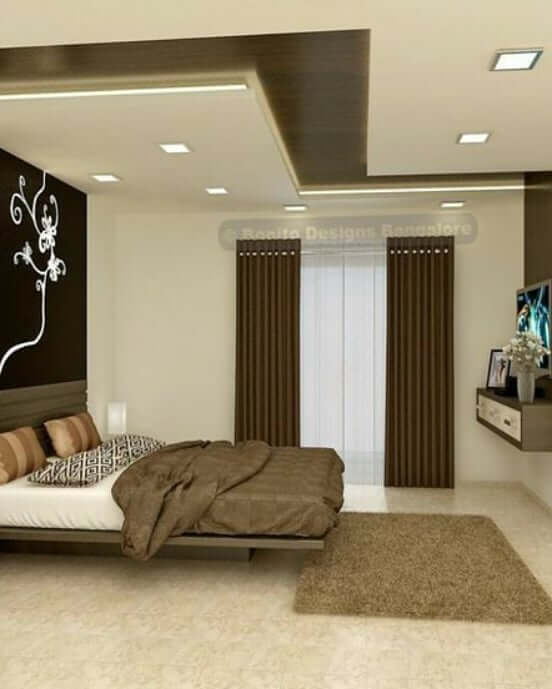 Asymmetric Ceiling Design with Recessed Lights