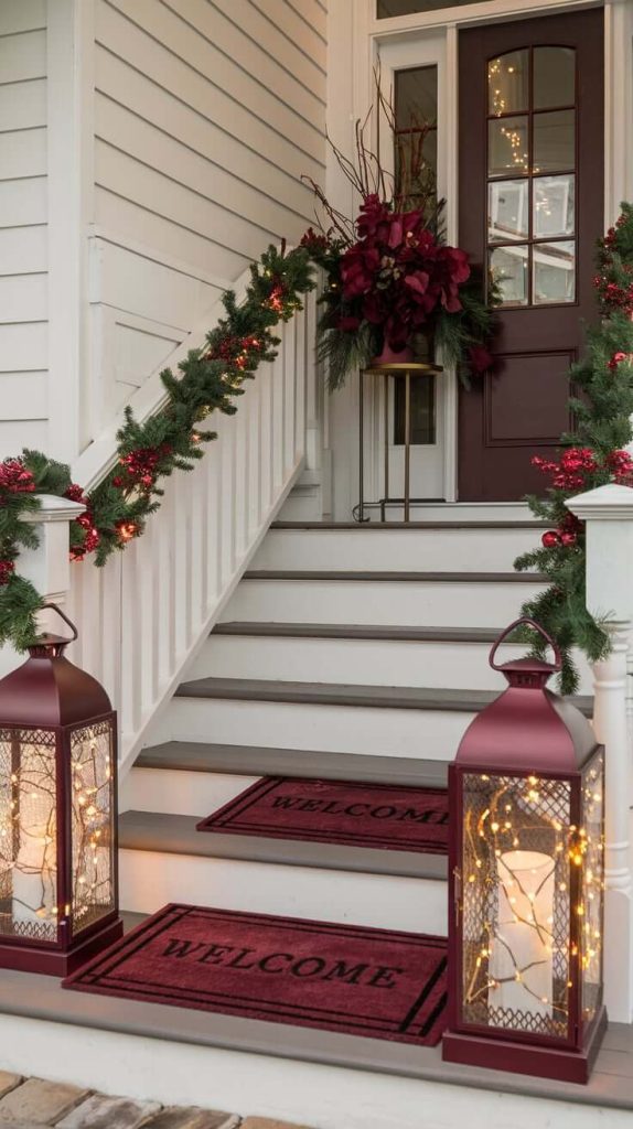 Burgundy Christmas Decor Entryway Charm