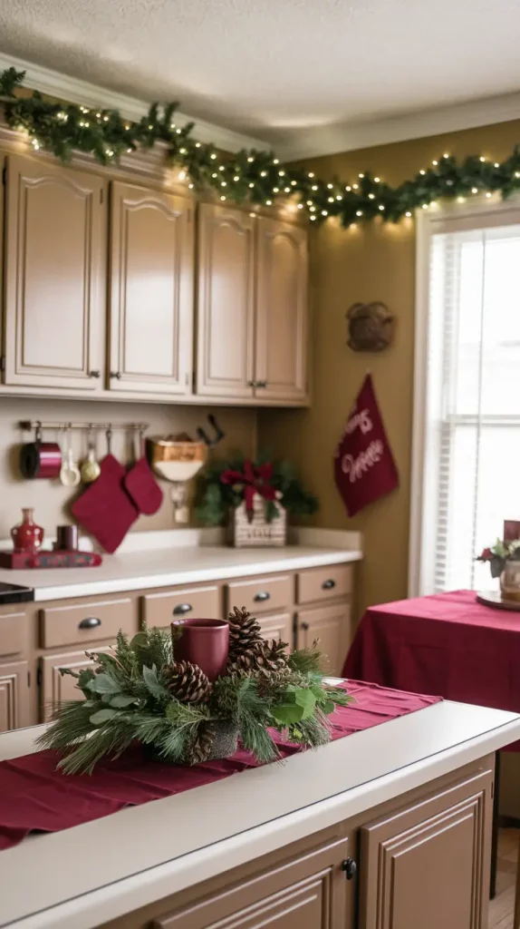 Burgundy Christmas Decor Kitchen Accents