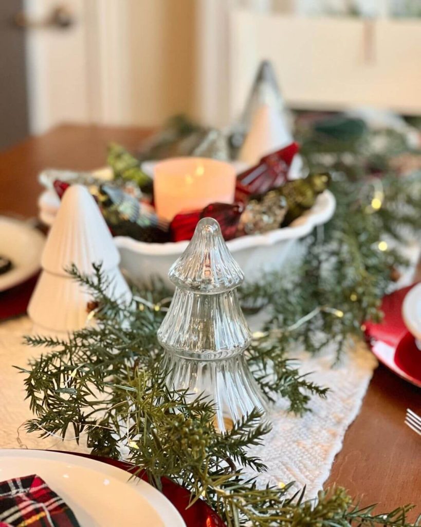 Classic Glass Tree and Evergreen Centerpiece