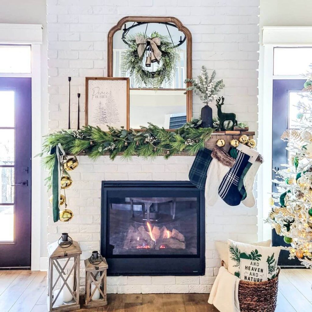 Classic Green and White Christmas Mantle