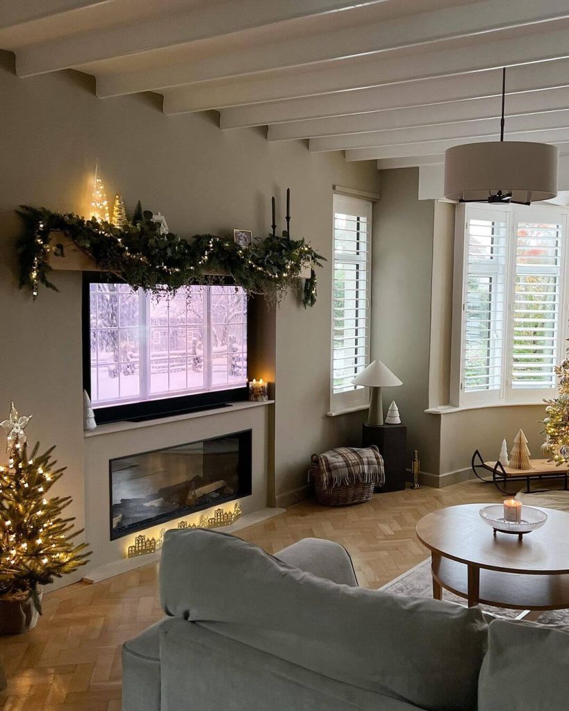 Cozy Modern Christmas TV Lounge