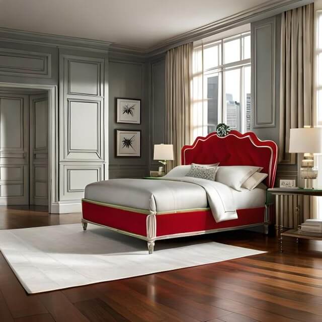 Elegant Bedroom with a Bold Red Accent