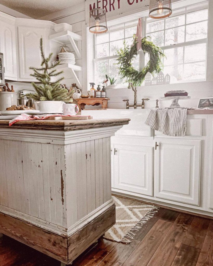 Farmhouse Kitchen with Simple Christmas Accents