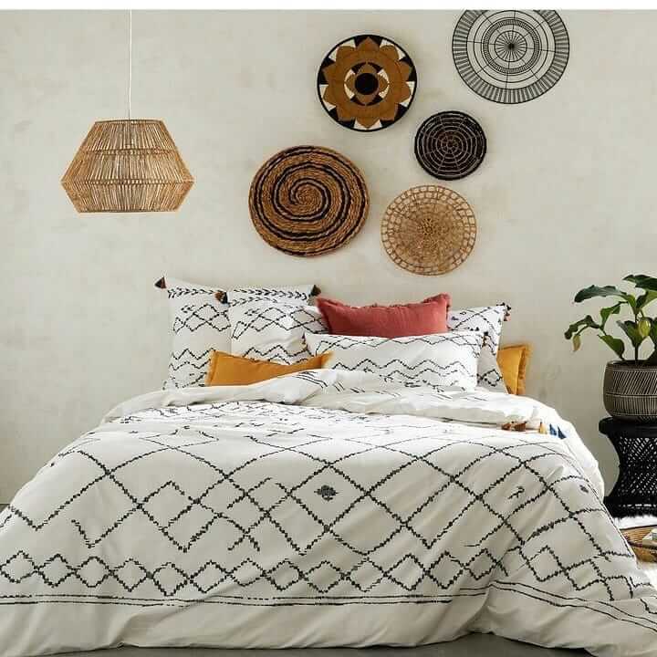 Geometric Boho Bedroom with Wall Art