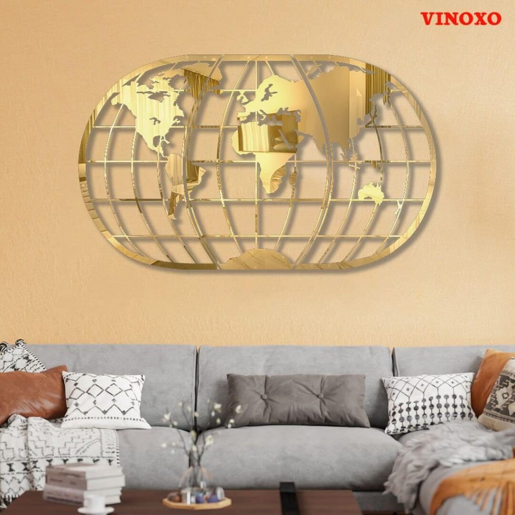 Gold World Map Wall Art for a Global Touch