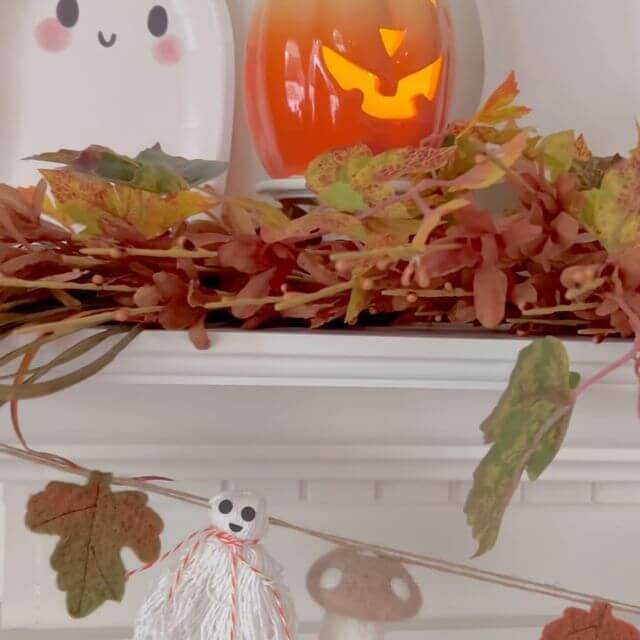 Halloween-Themed Fall Mantel Decor