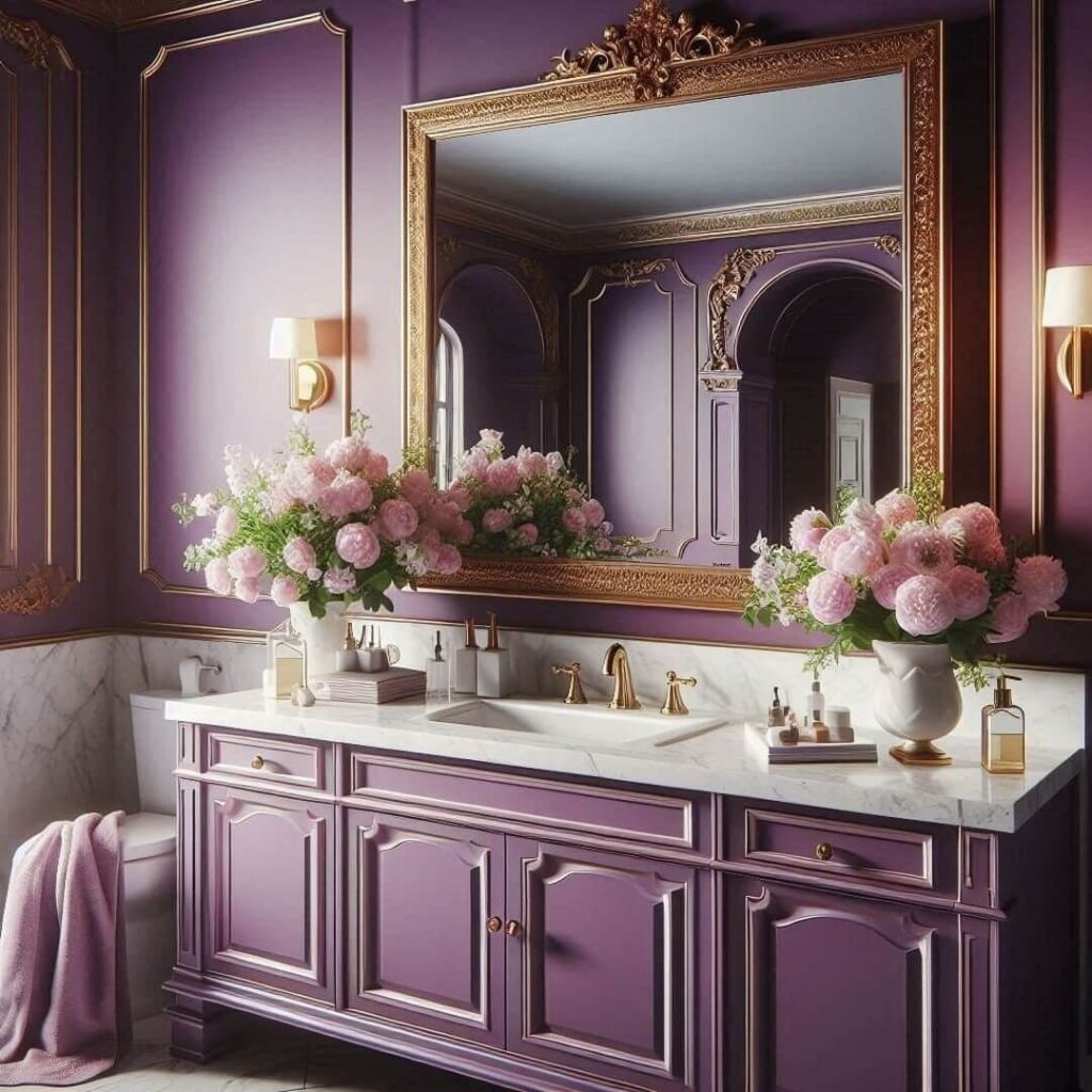 Lavish Purple Vanity with Floral Accents