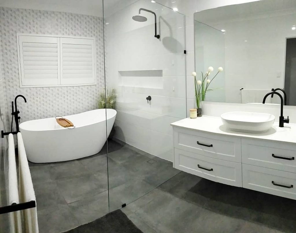 Luxe Marble Bathroom with Freestanding Tub