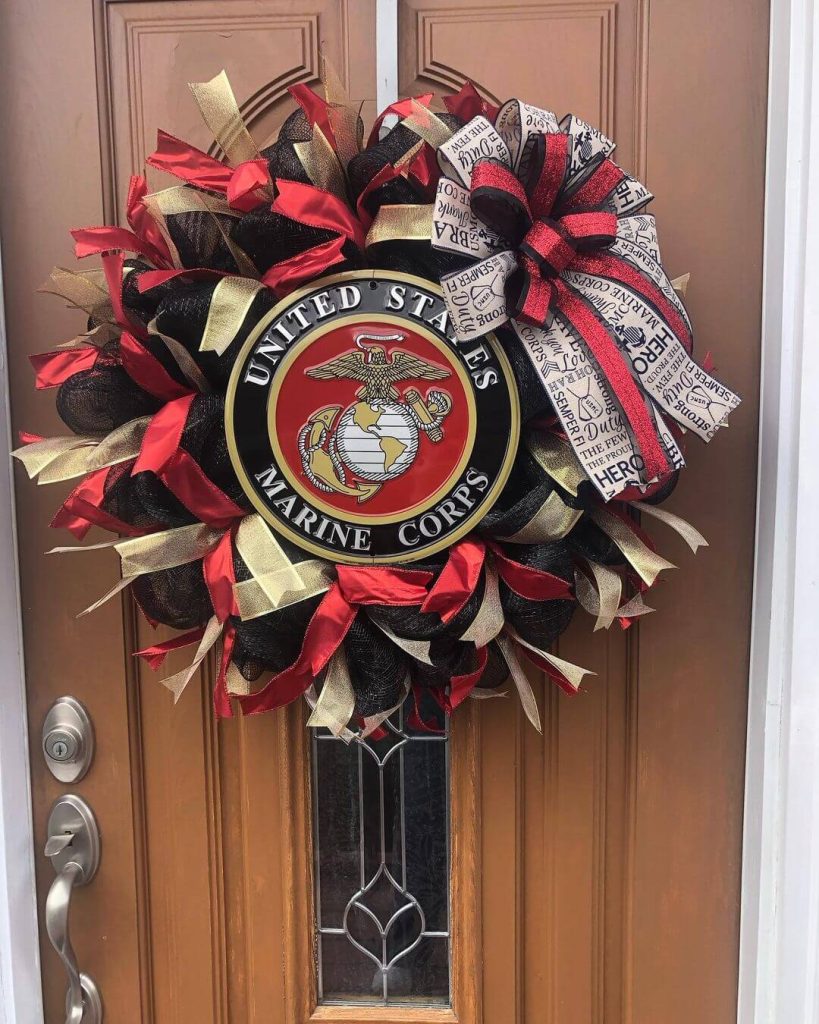 Military-Themed Buffalo Check Wreath