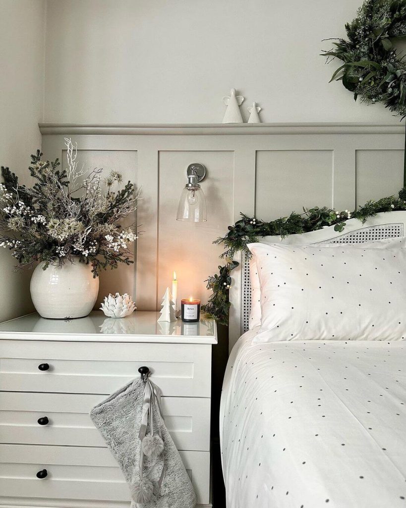 Minimalist Christmas Nightstand Decor