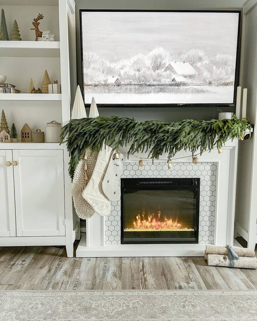 Modern Farmhouse Fireplace with Winter Touch