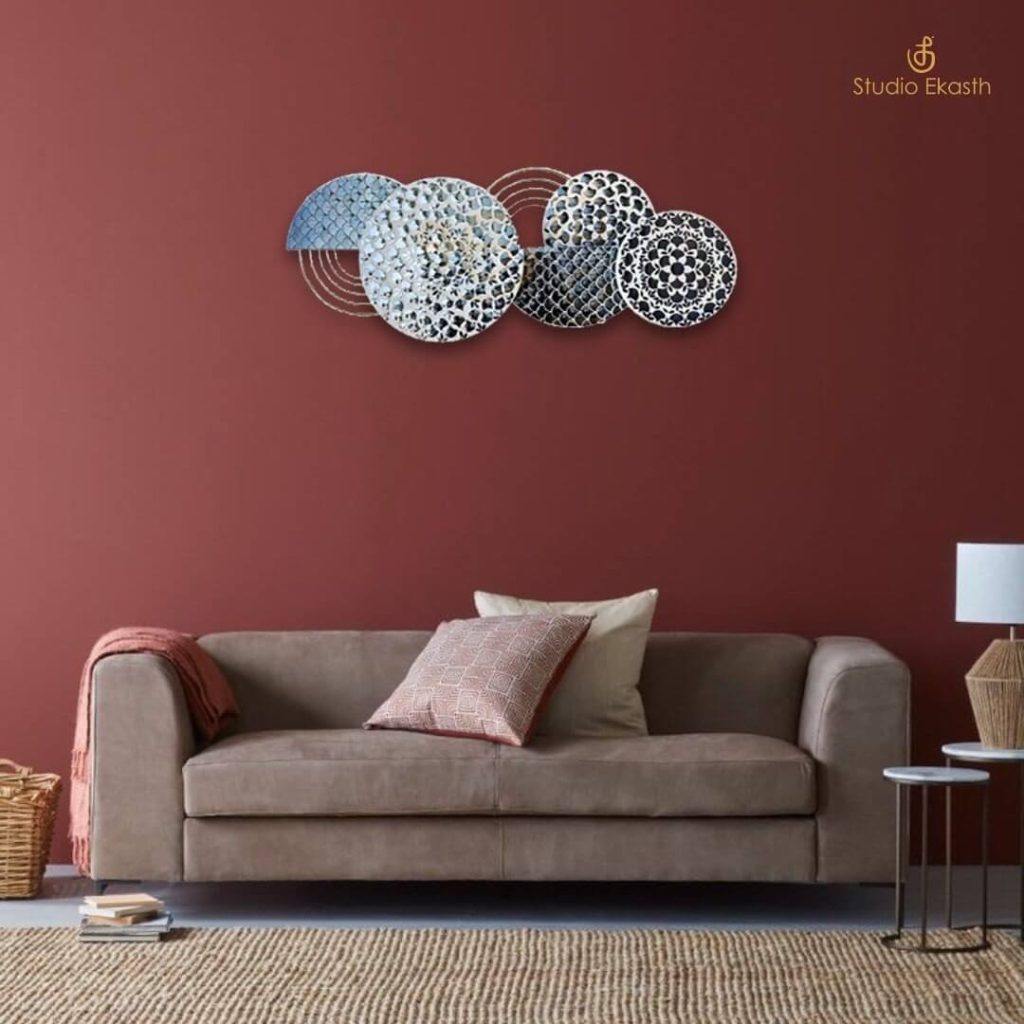 Modern Geometric Wall Art Above Sofa