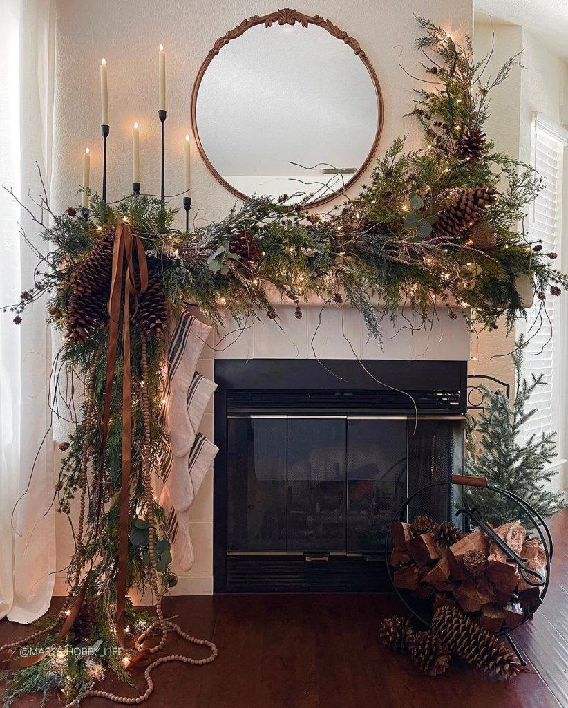 Nature-Inspired Festive Mantel