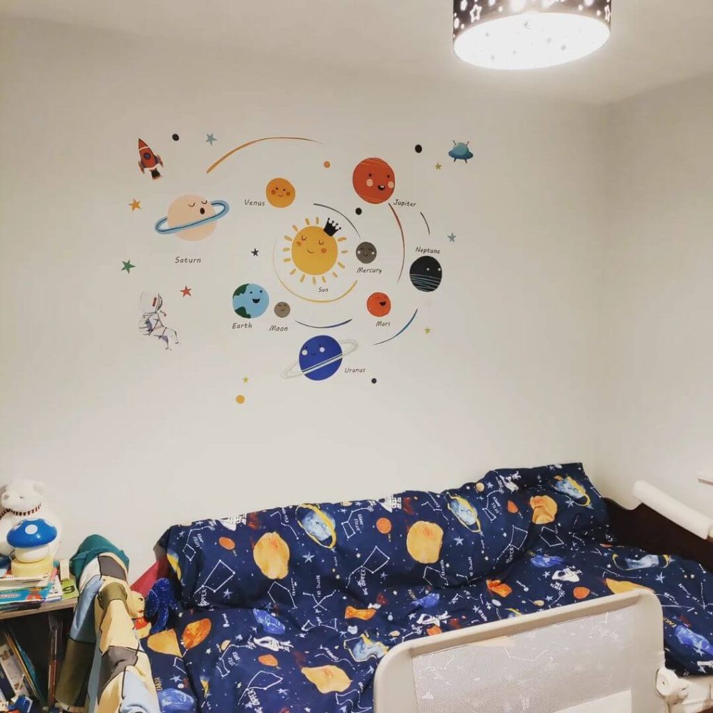 Playful Solar System Wall Decal for Kids' Room