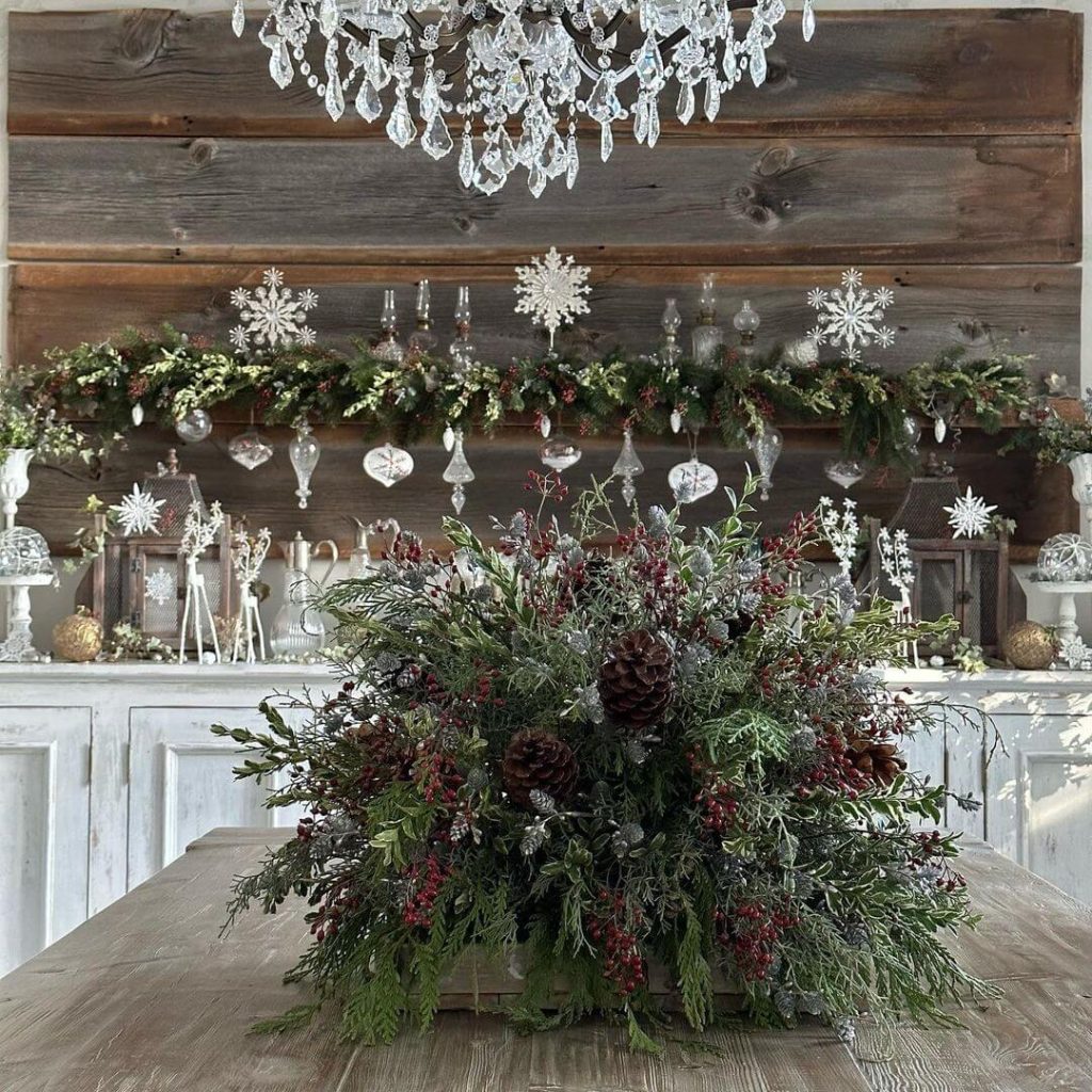 Rustic Evergreen and Pinecone Christmas Centerpiece