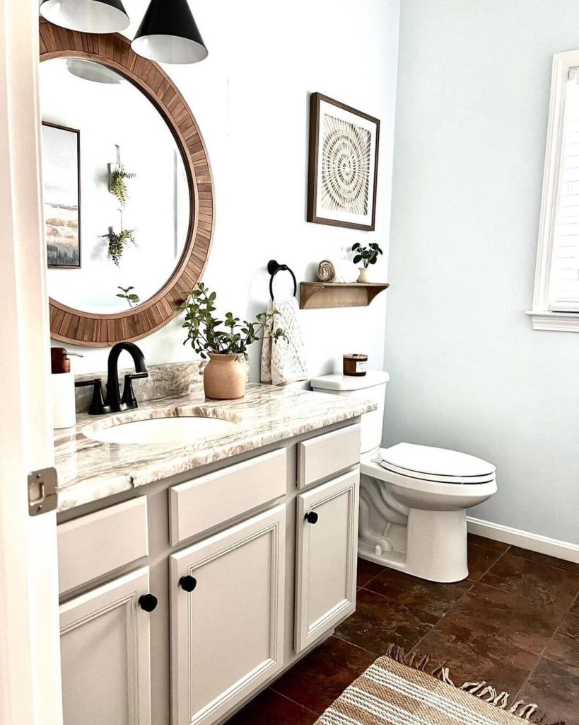 Sage Green Vanity with Oval Mirror