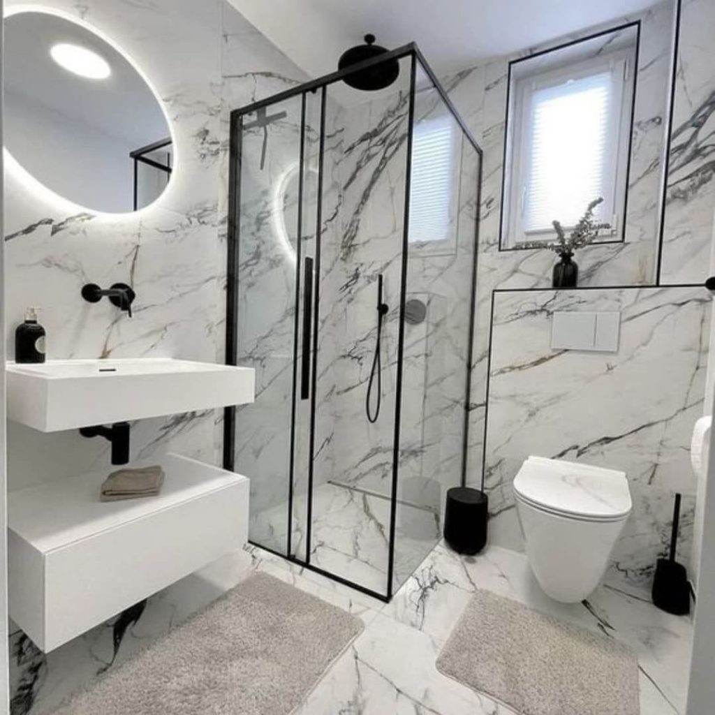 Sleek and Modern Marble Shower Enclosure