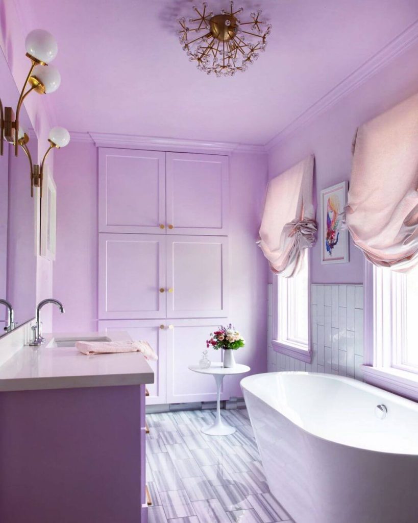 Soft Lavender Bathroom with Elegant Accents