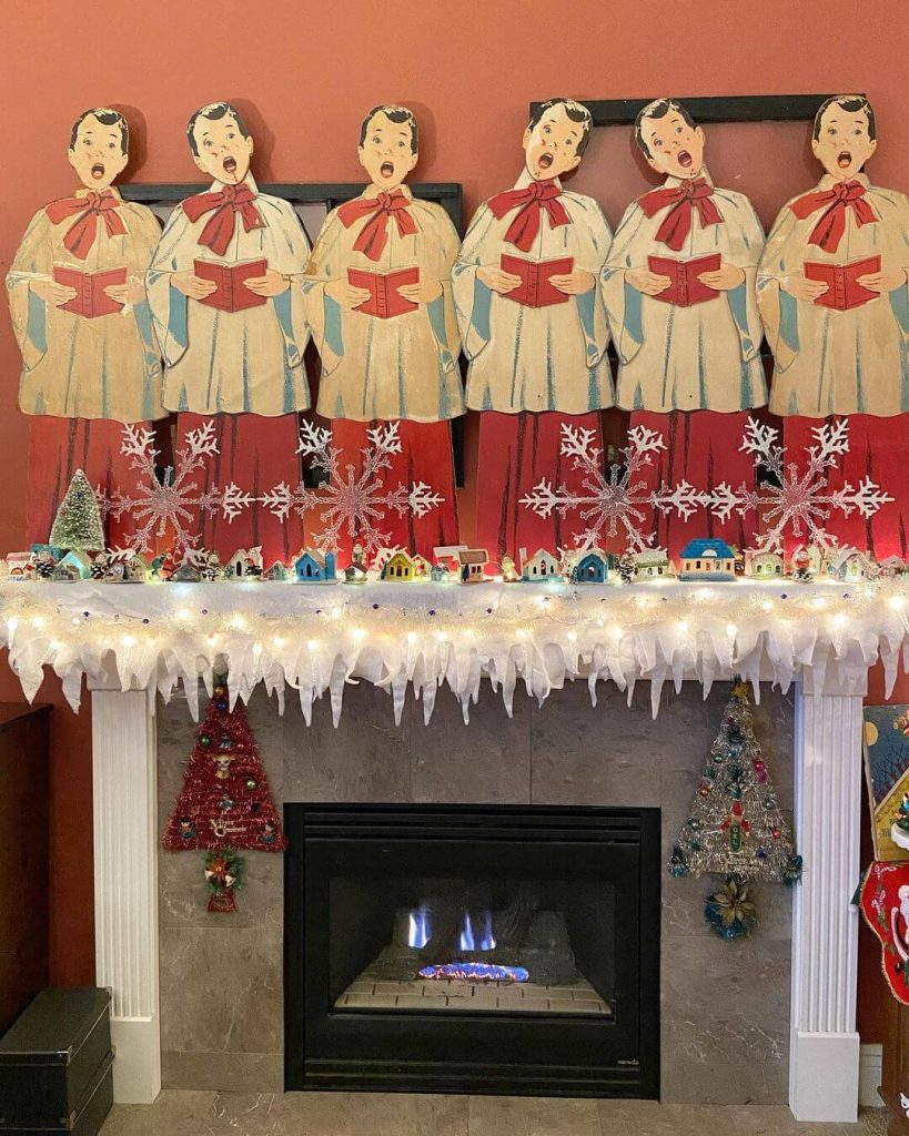 Vintage Christmas Mantle with Choir Decor