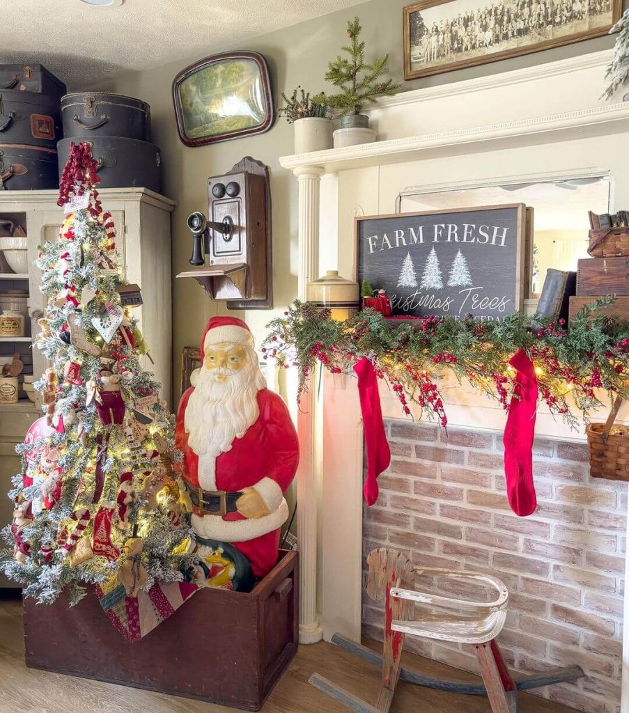 Vintage Santa and Farmhouse Christmas Decor