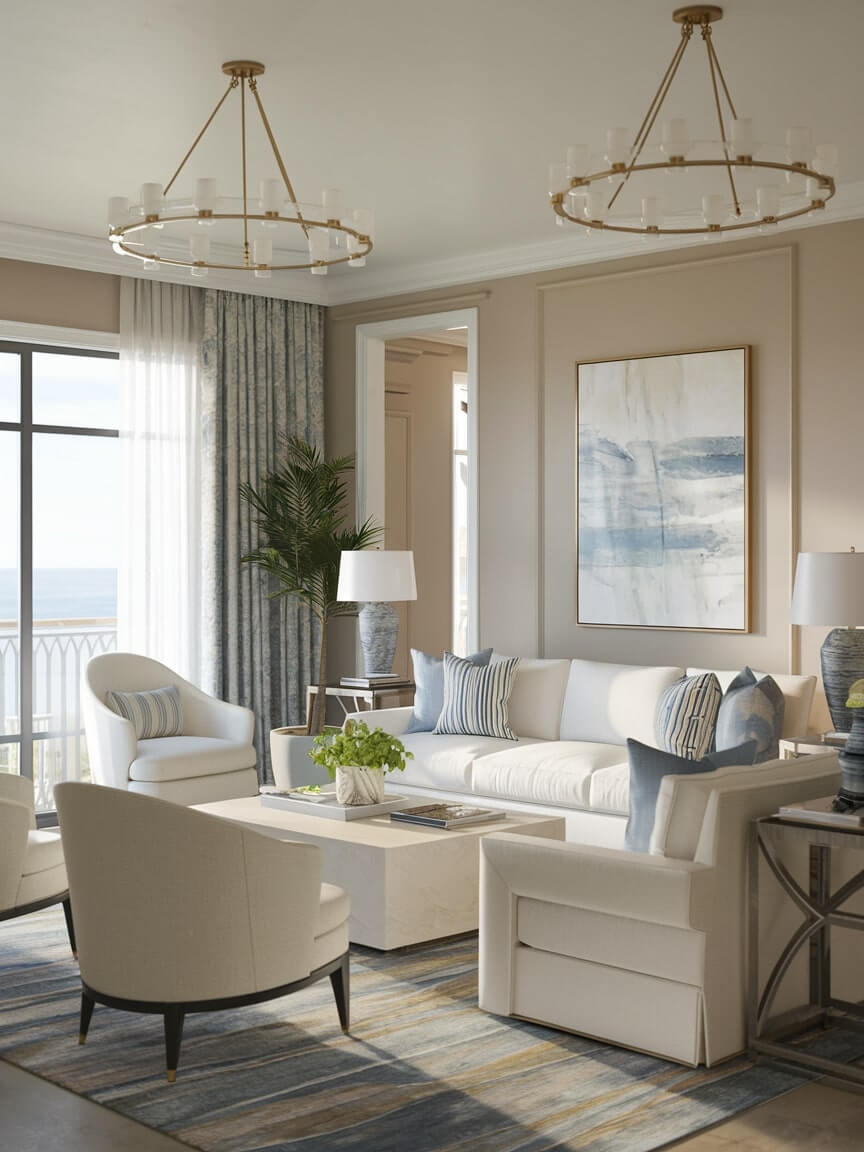 Curated visual reference: Picture Idea: 27 Coastal Living Room Ideas To Bring The Beach Home