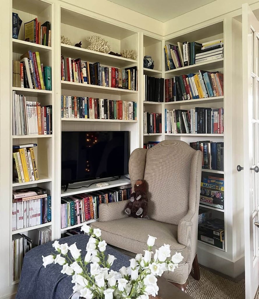 Classic Library Nook with Built-In Shelves