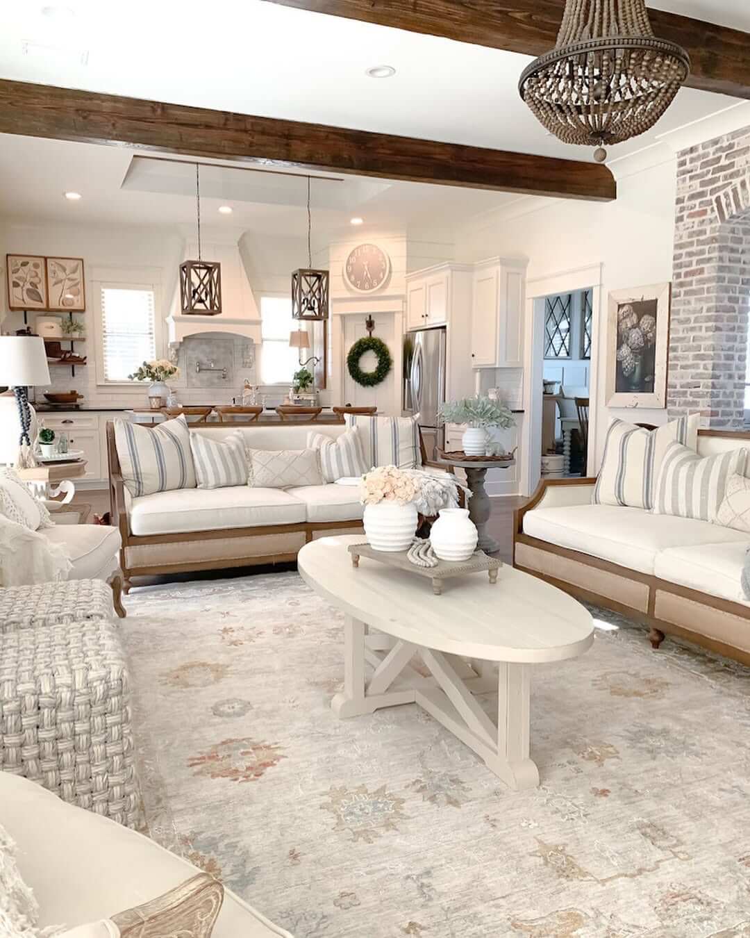 Photo inspiration: Whitewashed Farmhouse Apartment Interior Reference: Farmhouse Living Room Ideas To Create A Warm And Inviting