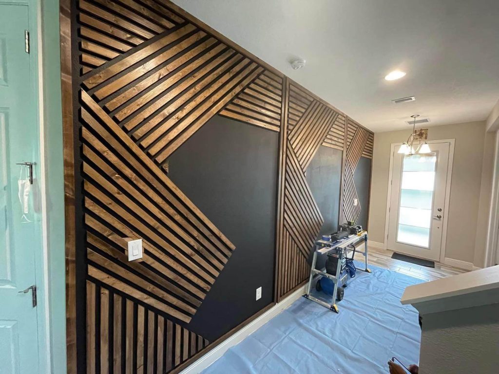 10. Bold Geometric Slat Wall for a Modern Edge
