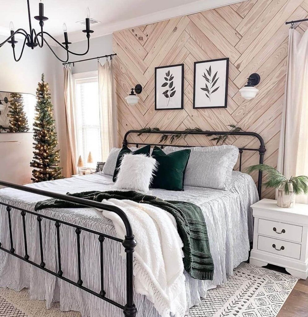 12. Statement Wood Accent Wall for Rustic Contrast