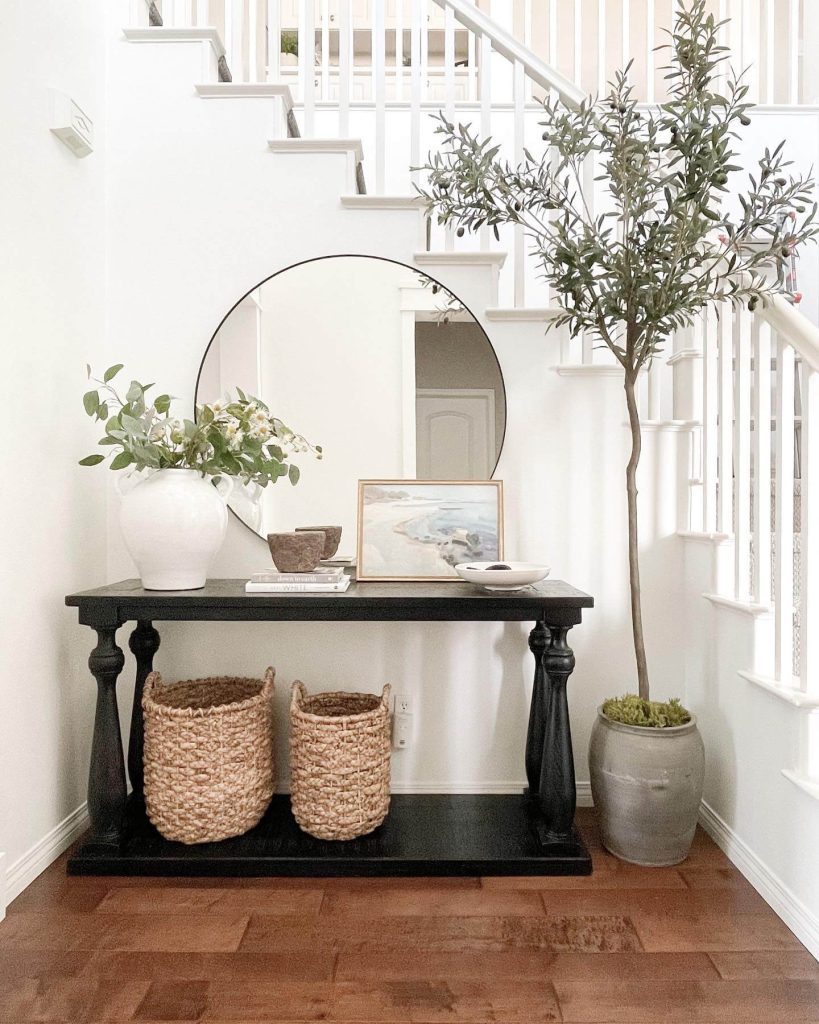12. Style a Staircase Nook with a Console Table Display