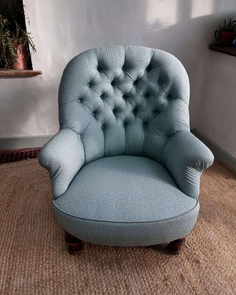 13. Tufted Club Chair in Soft Blue for Timeless Comfort
