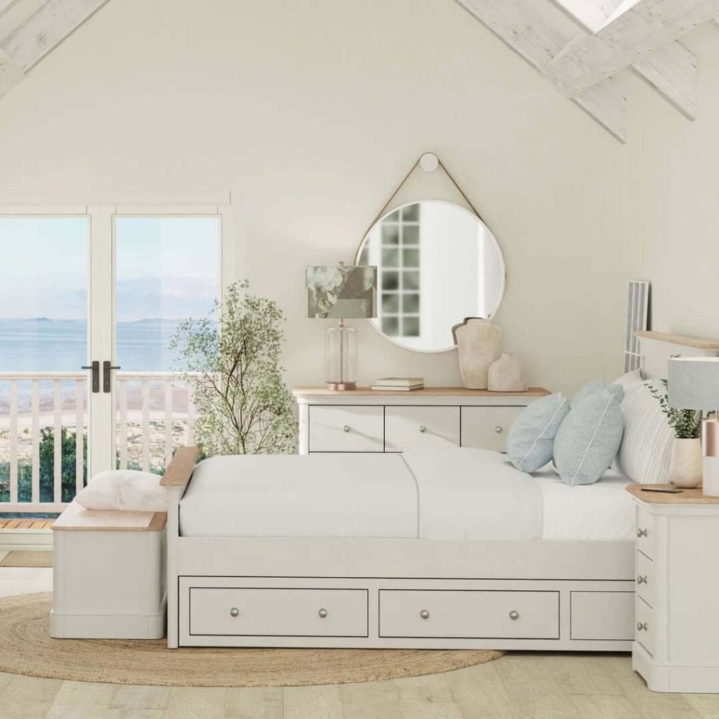 14. Coastal-Inspired Built-In Storage Bed
