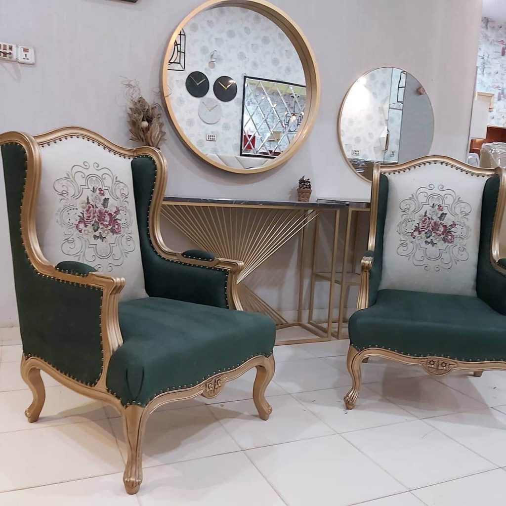 16. Baroque Wingback Chairs for Dramatic Elegance